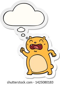 cartoon cat with thought bubble as a printed sticker