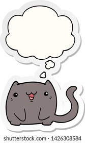 cartoon cat with thought bubble as a printed sticker