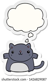 cartoon cat with thought bubble as a printed sticker