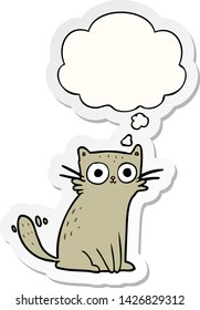 cartoon cat with thought bubble as a printed sticker