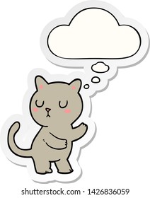 cartoon cat with thought bubble as a printed sticker