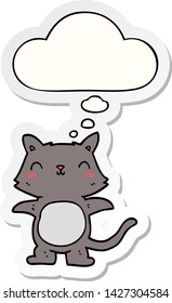 cartoon cat with thought bubble as a printed sticker