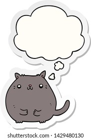 gato de dibujos animados con burbuja de pensamiento como pegatina impresa
