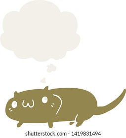 cartoon cat with thought bubble in retro style