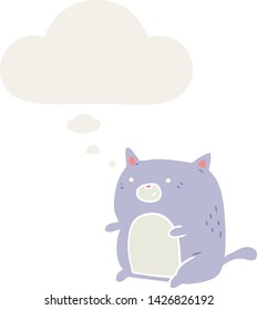 gato desenho animado com bolha de pensamento em estilo retrô