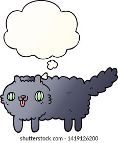 cartoon cat with thought bubble in smooth gradient style