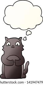 cartoon cat with thought bubble in smooth gradient style