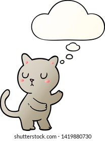 cartoon cat with thought bubble in smooth gradient style