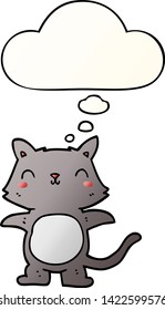 cartoon cat with thought bubble in smooth gradient style