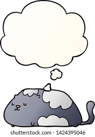 cartoon cat with thought bubble in smooth gradient style