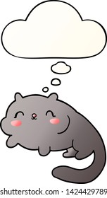 cartoon cat with thought bubble in smooth gradient style