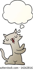 Cartoon-Katze mit Gedankenblase im Stil eines glatten Farbverlaufs