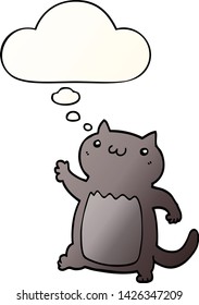 cartoon cat with thought bubble in smooth gradient style