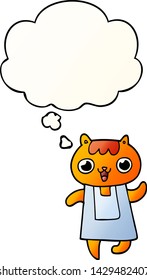 cartoon cat with thought bubble in smooth gradient style