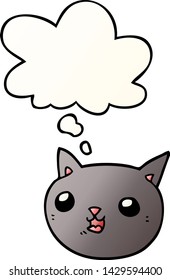 cartoon cat with thought bubble in smooth gradient style