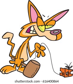 cartoon cat with a trap for a mouse