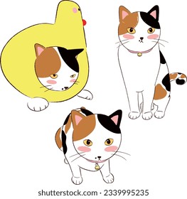 cartoon cat tricolor wooden color