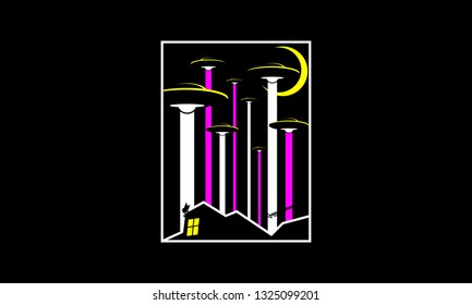 Cartoon Cat And Ufo Vector Illustration