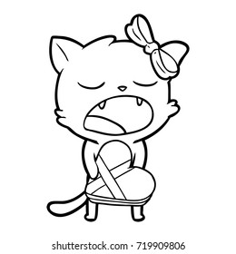 Cartoon-Katze mit Valentingeschenk