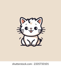 Cartoon Cat Vector Decorative Art and Pet Store Logo Poster
