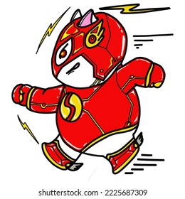Cartoon cat vector design with superhero costume suitable for logos, stickers and others