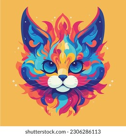 A cartoon of cat. vector illustration anime style, colorful, abstract, digital art