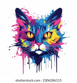 A cartoon of cat. vector illustration anime style, colorful, abstract, digital art