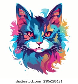 Una caricatura de gato. ilustración vectorial estilo anime, colorido, abstracto, arte digital