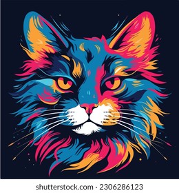 A cartoon of cat. vector illustration anime style, colorful, abstract, digital art