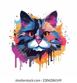 A cartoon of cat. vector illustration anime style, colorful, abstract, digital art