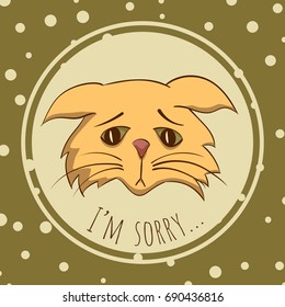 Cartoon Cat Vector Sorry Card