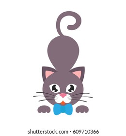 cartoon cat vector with tie