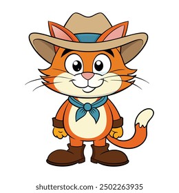 Caricatura de un gato con un sombrero de vaquero y botas