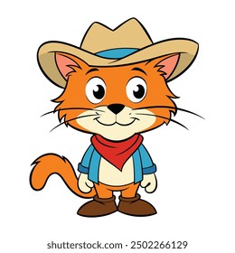 cartoon cat wearing a cowboy hat and boots