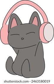 
A cartoon of a cat wearing headphones