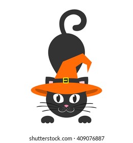 cartoon cat in witch hat