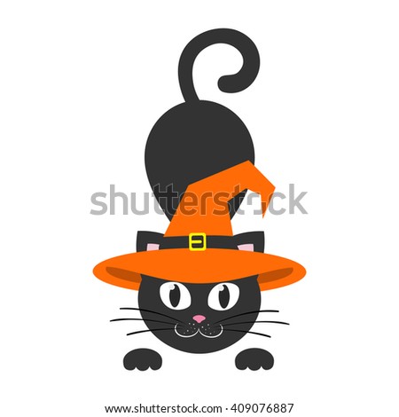 Cartoon Cat Witch Hat Stock Vector (Royalty Free) 409076887 - Shutterstock