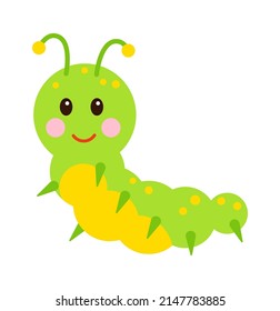 Cartoon Caterpillar Childish Insect. Vector illustration