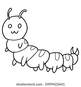 cartoon caterpillar illustration hand drawn outline isolated vector