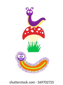 Cartoon caterpillar insect vector illustration.