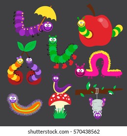 Cartoon caterpillar insect vector illustration.