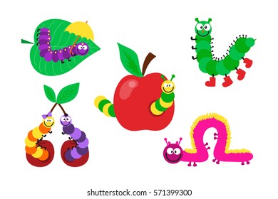 Cartoon caterpillar insect vector illustration.