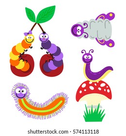 Cartoon caterpillar insect vector illustration.