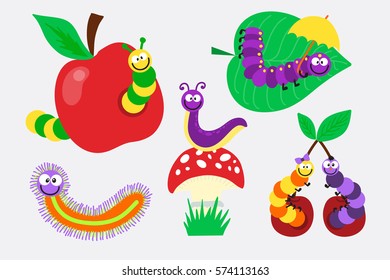 Cartoon caterpillar insect vector illustration.