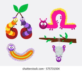 Cartoon caterpillar insect vector illustration.