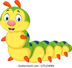 Cartoon caterpillar isolated on white background