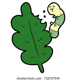 Cartoon Caterpillar Munching Leaf Stock Vector (Royalty Free) 718737949 ...