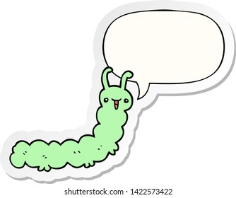 cartoon caterpillar with speech bubble sticker