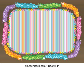 cartoon caterpillar stripes frame (vector)