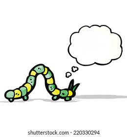 oruga de dibujos animados con burbuja de pensamientos